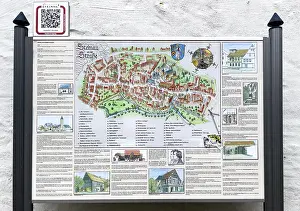 Central European Historic City Centre Prints: Tourist information board with QR code