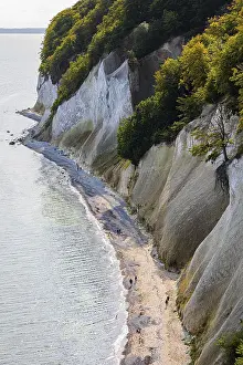 Chalk Cliffs Germany Prints: Tourists on the beach below the chalk cliffs