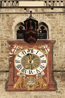 Daytime Travel Photography Prints: Tower clock on the steeple of St