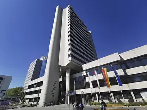 Prints of Town Hall, high-rise building in the style of Brutalism, built between 1968 and 1971 based on designs by the Maier, Graf, Speidel and Schanty architectural community, height of 72 meters Brutalist Architecture Prints: Town Hall, high-rise building in the style of Brutalism Print