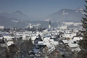 High Mountain Range Nature Reserve Prints: Townscape in winter, Oberstdorf