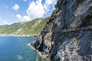 Mediterranean Sea Cliffs Prints: Track along cliffs, Via dell Amore