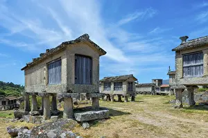 Blue Sky Daytime Photography Prints: Traditional Espigueiros, Granary