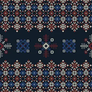 Prints of Traditional Latvian embroidery seamless pattern, vector illustration Latvia Prints: Traditional Latvian Embroidery Print Design