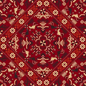 Traditional Polish Embroidery Prints: Traditional Polish embroidery vector pattern