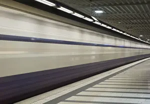 Central Europe Train Stations Prints: Train passing the train station in underground