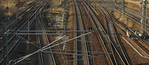 Deserted Railway Track Prints: Train tracks in the sun, abstract background