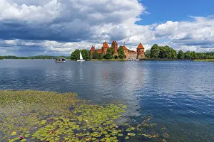 Prints of Trakai Island Castle on Lake Galve in Trakai, Lithuania Lake Prints: Trakai Island Castle Print, Lithuania