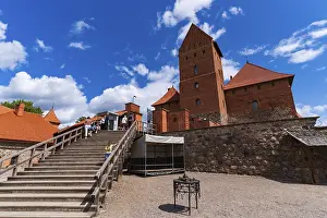 Prints of Trakai Island Castle on Lake Galve in Trakai, Lithuania Lake Prints: Trakai Island Castle Print, Lithuania
