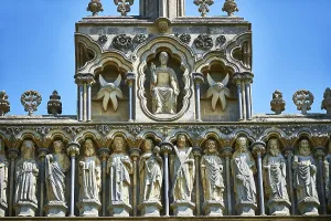 Prints of Statues on the facade, Wells Cathedral, Wells, Somerset, England Well Prints: Wells Cathedral Facade Statues Print, Somerset, England