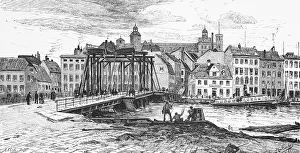 Tree Bridge Print over the Oder River in Szczecin, Poland