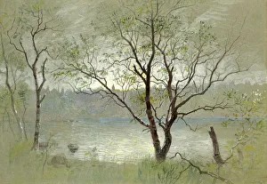 Historic Painting Restoration Prints: Two trees in the foreground framing the composition