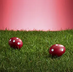 Easter Egg Tradition Prints: Turf in front of a red background