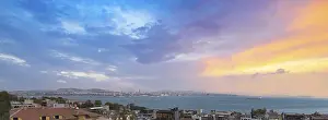 Deserted Harbour Scene Prints: Turkey, Panoramic view of Bosphorus strait in Istanbul