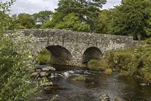 Postbridge Prints: Two-arched stone bridge Print over Dartmoor River