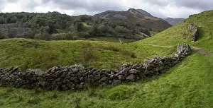 British National Park Landscapes Prints: Typical landscape with stone wall