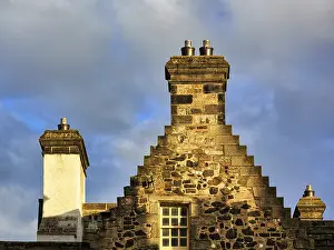 Uninhabited Old Town Buildings Prints: Typical stepped gable with chimneys