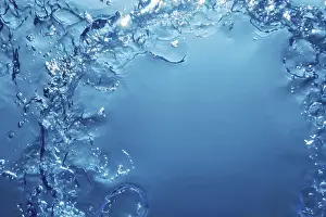 Deserted Underwater Scene Prints: Underwater Bubbles with Sunlight
