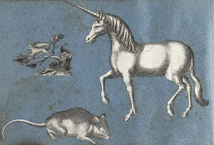 Framed Print : A unicorn, a squirrel and a mouse Print Framed Print : A unicorn, a squirrel and a mouse Print