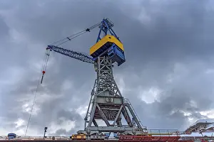 Harbour Crane Prints: Unloading crane at the container port