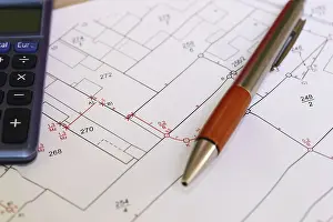 Construction Project Management Prints: Urban development plan on a desk