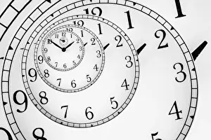 Deserted Clock Face Prints: Detail of a used mechanical clock with hypnotic quadrant