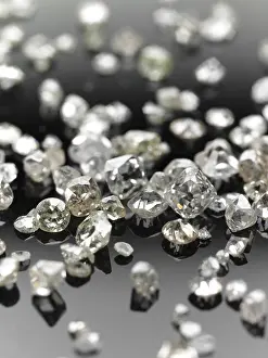 Diamond Production Prints: Many valuable diamonds, some rough