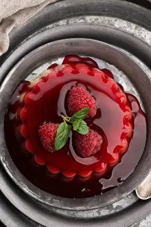 Raspberry Dessert Prints: Vanilla pudding with raspberry and raspberry sauce