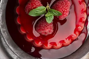 Raspberry Dessert Prints: Vanilla pudding with raspberry and raspberry sauce