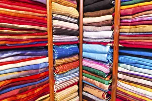 Isolated Studio Background Prints: Various colored fabrics
