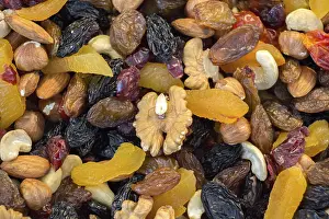 Deserted Market Scene Prints: Various dried Fruit as snacks in a Bazaar