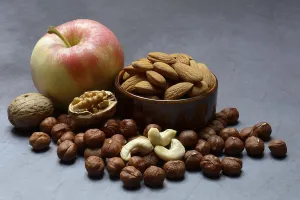 Healthy Snack Ideas Prints: Various nuts and apple