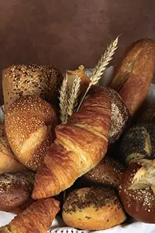 Wheat Grain Photography Prints: Various rolls in a basket
