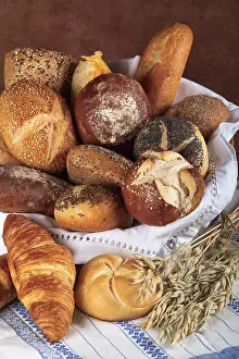 Diverse Breads Prints: Various rolls in a basket