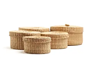 Isolated On White Ground Prints: Various sized wicker baskets isolated on white