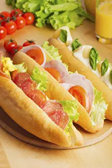 Breakfast Meal Prints: Various types of sandwiches on the table