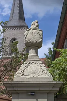 Bavaria Entrance Gate Prints: Vase centrepiece on a courtyard gate