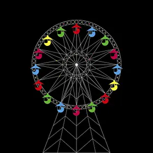 Ferris Wheel Prints: Vector ferris wheel over black background