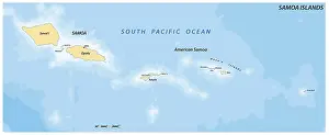 Prints of Vector map of the Polynesian Archipelago of the Samoa Islands, Samoa, American Samoa Samoa Prints: Vector Map Print of Samoa Islands Archipelago