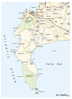 Prints of Vector road map of Cape Peninsula, Cape Town, South Africa Map Prints: Vector Road Map Print of Cape Peninsula, South Africa