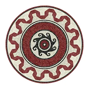 Historic Interior Design Prints: Vector round design element, mosaic tiles pattern in colors