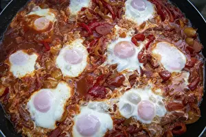 Swedish Food Photography Prints: Vegetable dish decorated with fried eggs