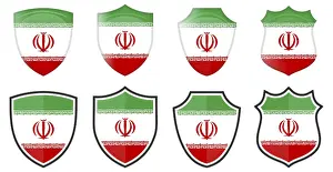 Iranian Nationality Symbol Prints: Vertical Iran flag in shield shape