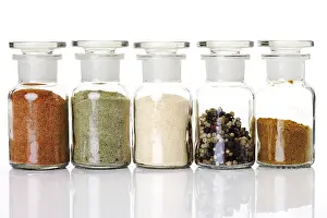 Different Types Of Spices Prints: Vials containing various spices
