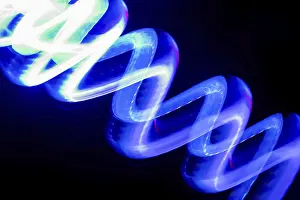 Framed Print : Vibrant Blue Neon Light Trails Print Framed Print : Vibrant Blue Neon Light Trails Print