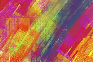 Colorful Abstract Artwork Prints: A vibrant and dynamic abstract artwork featuring a colorful geometric pattern with overlapping textures