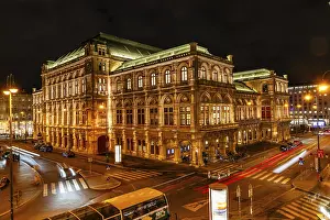 Prints of Vienna State Opera, night shot, Vienna, Austria Opera Prints: Vienna State Opera Night Print, Vienna, Austria