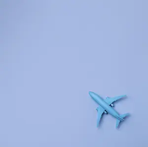 Aviation Industry Image Prints: Top view airplane with copy space