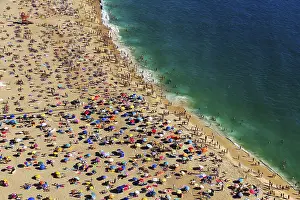 Colourful Parasols Prints: View from above of anonymous crowd