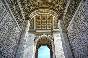 Western Europe Tourist Attraction Prints: A view of the Arc de Triomphe located in Paris